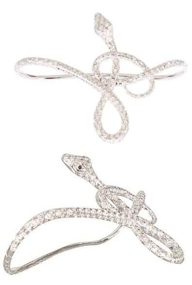 Gaydamak White Gold and White Diamonds Snake Hand Bracelet