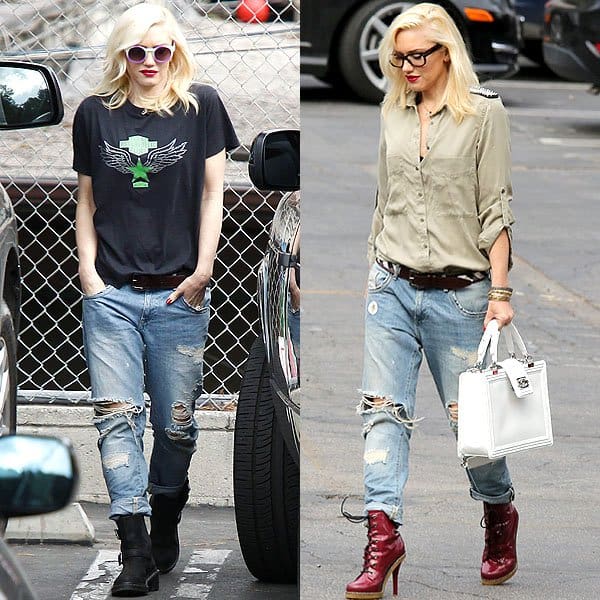 Gwen Stefani wearing boyfriend jeans