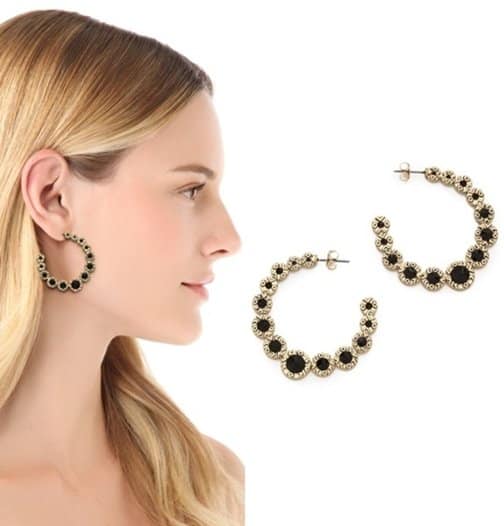 Accent your style with the detailed charm of House of Harlow 1960 Olbers Paradox Hoop Earrings, featuring black gem accents for a sophisticated touch at $70
