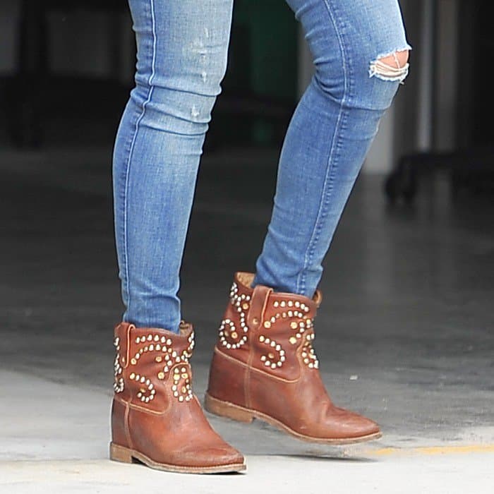 Jessica Alba steps out in style with her studded cowboy-inspired boots