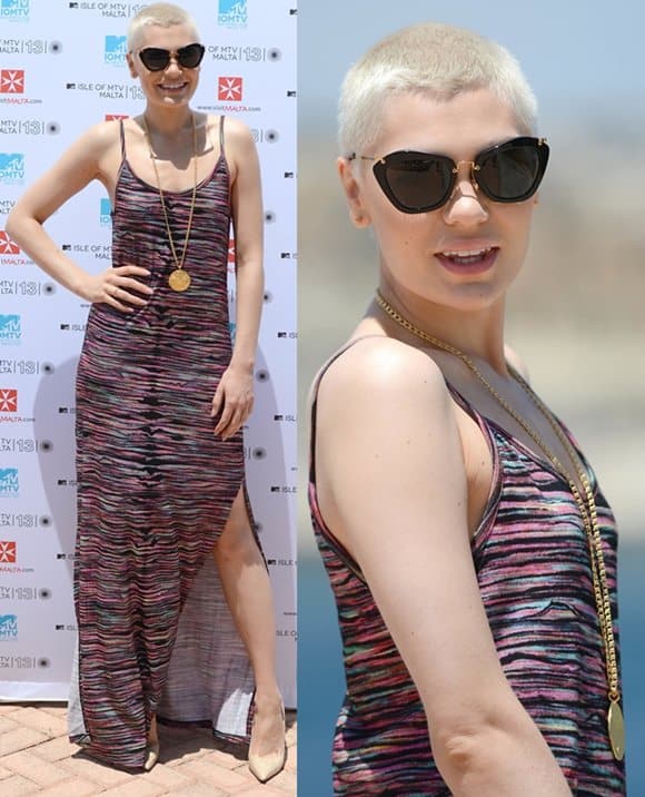 Jessie J dazzles in a colorful House of Holland maxi dress at the Isle of MTV event in Malta, June 26, 2013