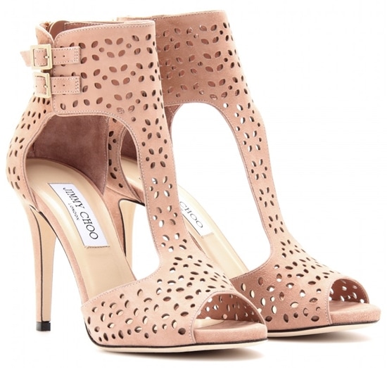 Jimmy Choo Perforated Suede Sandals in Blush