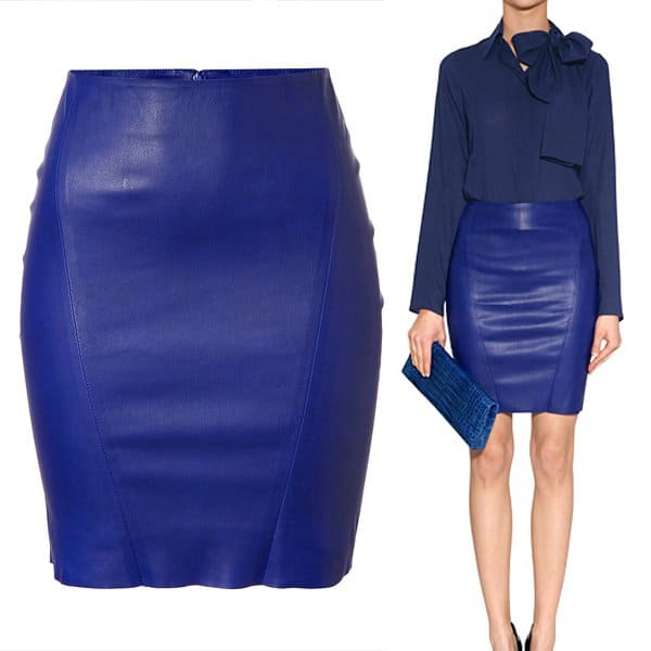 Jitrois Blue Stretch Leather Skirt