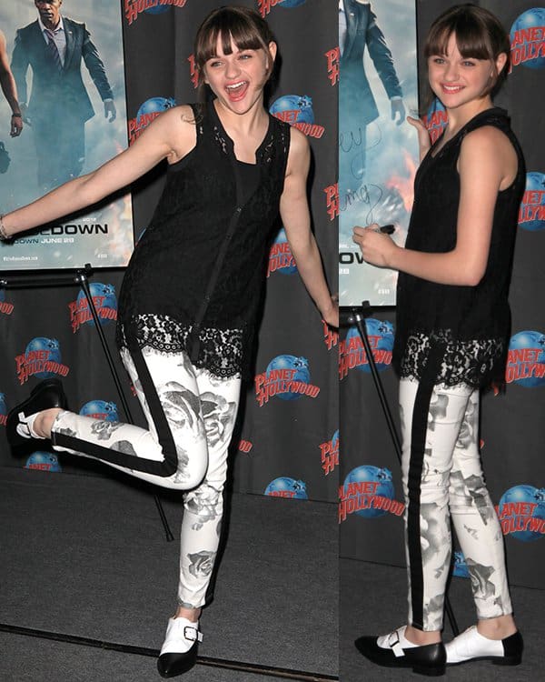 Joey King at Planet Hollywood Times Square for the 'White House Down' premiere in New York City on June 24, 2013, exuding youthful excitement