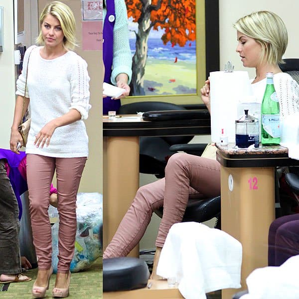 Julianne Hough enjoying a manicure and pedicure session at Beverly Hills Nails Salon in Los Angeles on May 28, 2013
