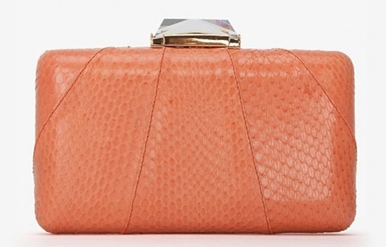Kotur "Espey" Dyed Python Clutch in Coral