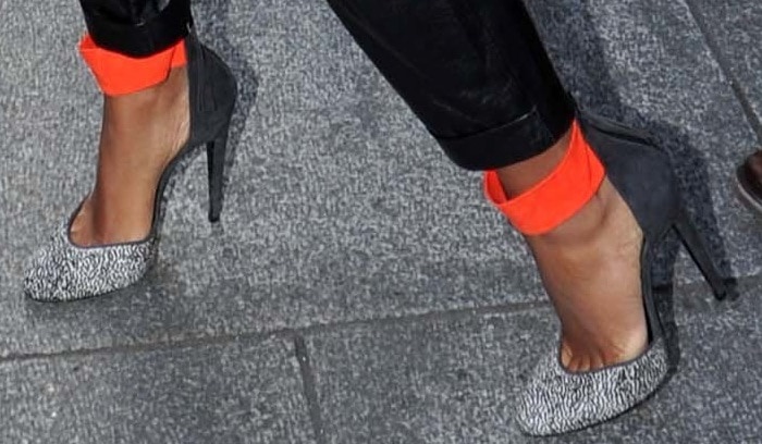 Pierre Hardy pumps with a pop of orange for Solange Knowles