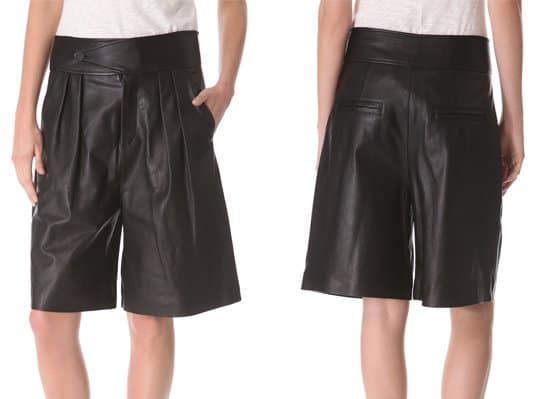 Rag & Bone puts a bold twist on shorts, cutting this oversized pair from soft leather and finishing the silhouette with structured knife pleats at the front