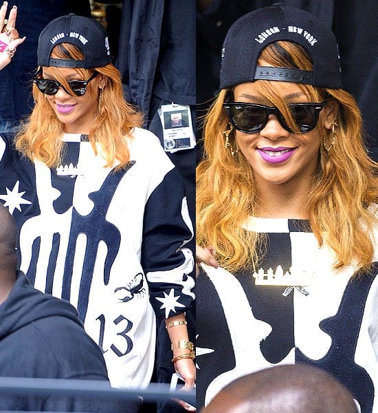 Rihanna departs from the Amstel Intercontinental Hotel in Amsterdam on June 23, 2013, showcasing her iconic street style