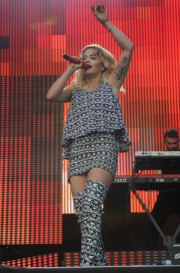 Rita Ora performing on stage at the Parklife Festival in Manchester on June 9, 2013