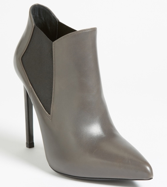 Saint Laurent Gored Leather Ankle Booties