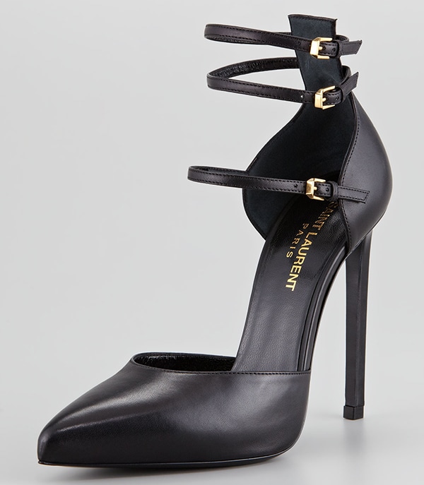 Saint Laurent Paris Triple Ankle-Strap Pump