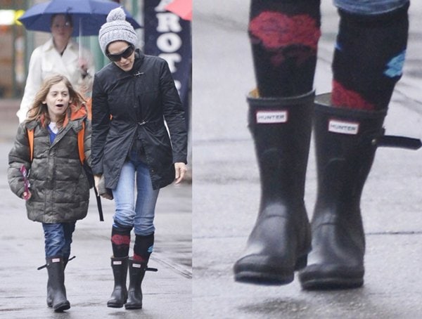 Sarah Jessica Parker and son off to school in Wellington boots