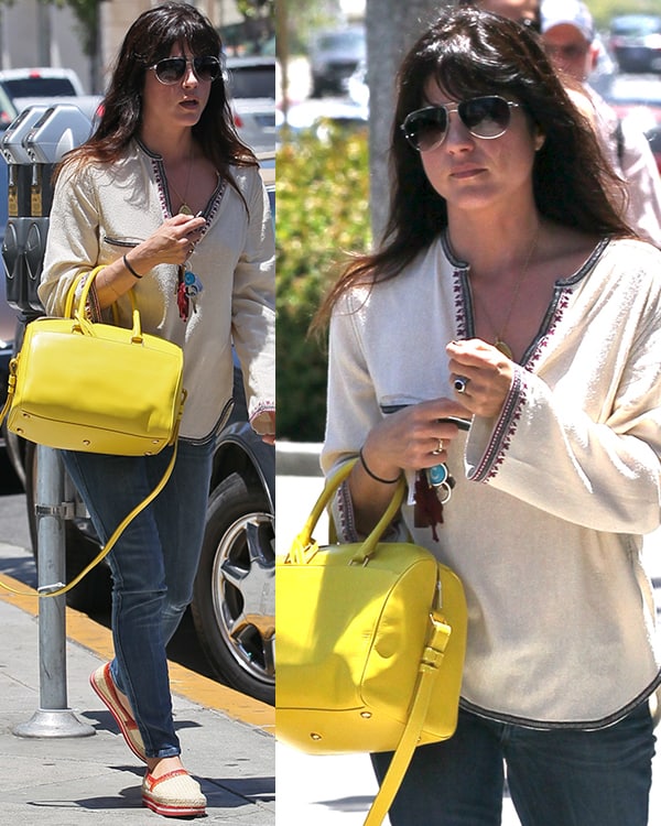Selma Blair was casual yet chic in her Isabel Marant blouse and a pair of jeans and loafers
