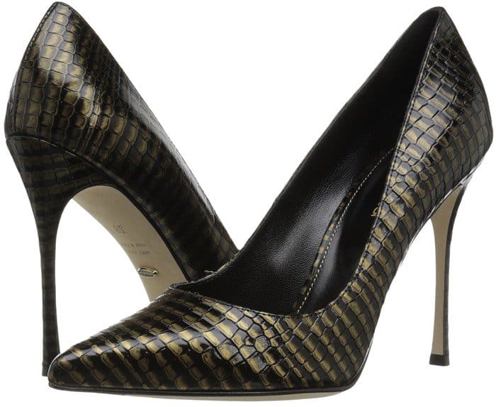 Sergio Rossi "Godiva" Pumps in Black Stamped Leather