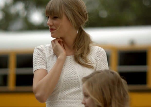 Taylor Swift dons a charming white eyelet dress in the 'Everything Has Changed' music video with Ed Sheeran