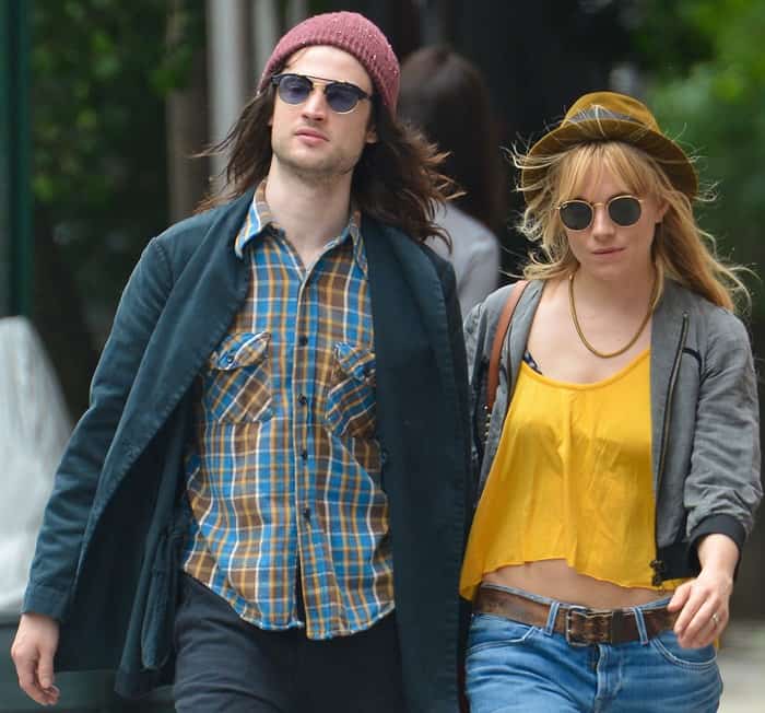 Tom Sturridge and Sienna Miller enjoy a sunny breakfast date in the West Village, New York City, captured on June 6, 2013