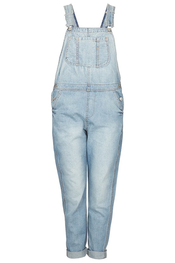 Topshop Moto Bleach Long Leg Dungarees