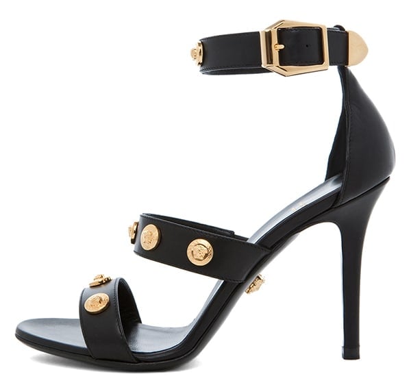 Black Studded Versace 3-Strap Heels