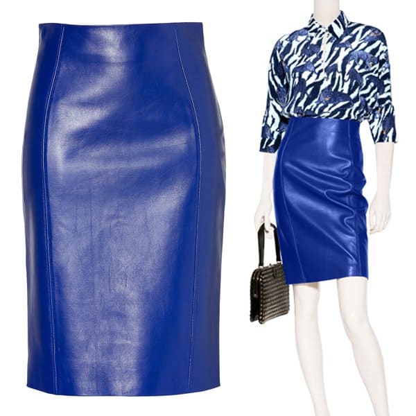 Versace Electric Blue Leather Skirt