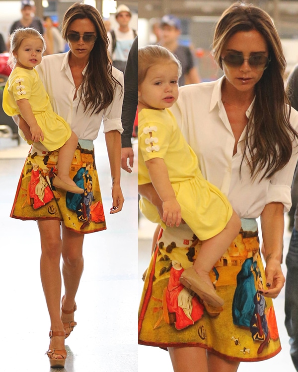 Victoria Beckham and Harper Seven Beckham arriving at LAX airport