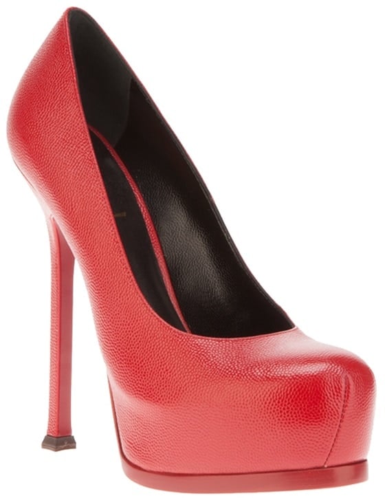 YSL tribtoo red sole red grain leather