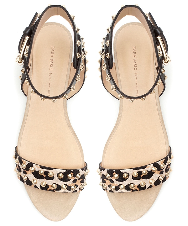 Zara Leopard Print Studded Sandals