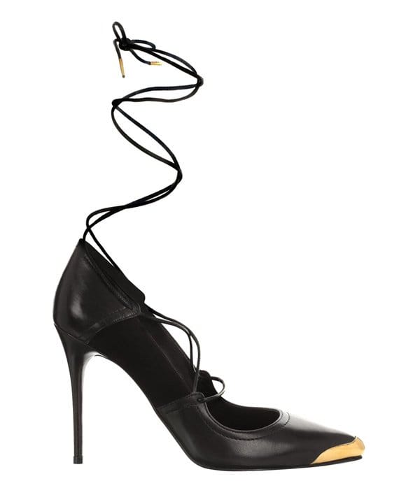 Alexander McQueen Ankle-Wrap Toe-Cap Pointy Pumps