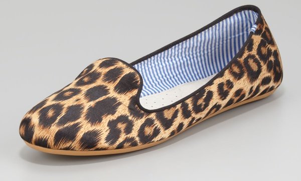 Charles Phillip Shaghai "Sheila" Leopard-Print Smoking Slippers
