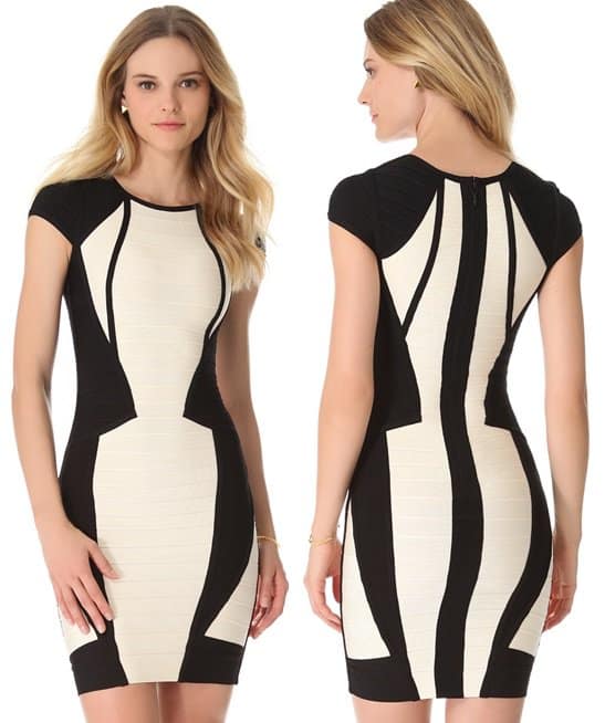 Herve Leger Akira Cap Sleeve Dress