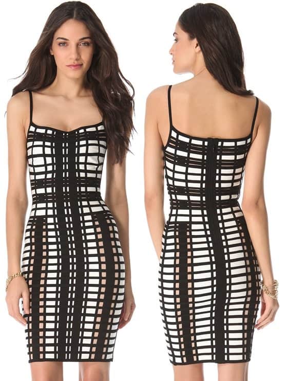 Herve Leger Checkered Above-the-Knee Dress