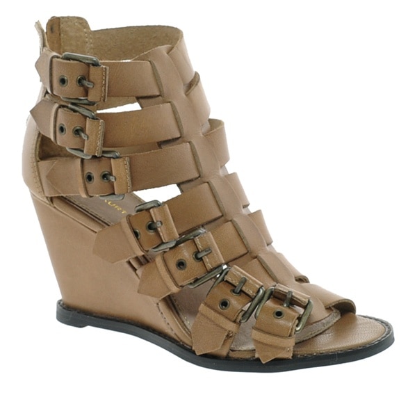 KG by Kurt Geiger "Mandy" Buckled Wedges in Tan