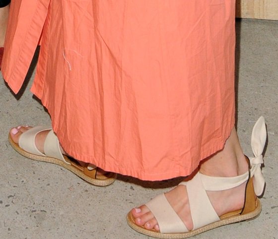 Mamie Gummer in ankle-tie flatforms from SeaVees