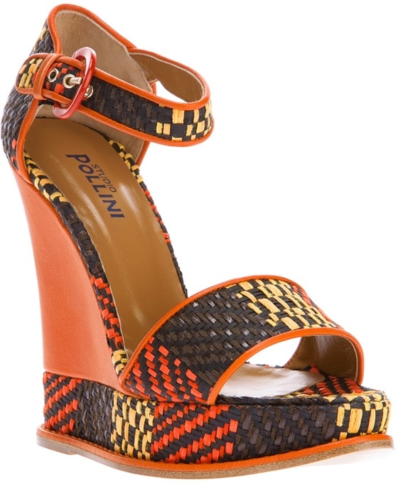 Pollini Woven Wedge Sandals