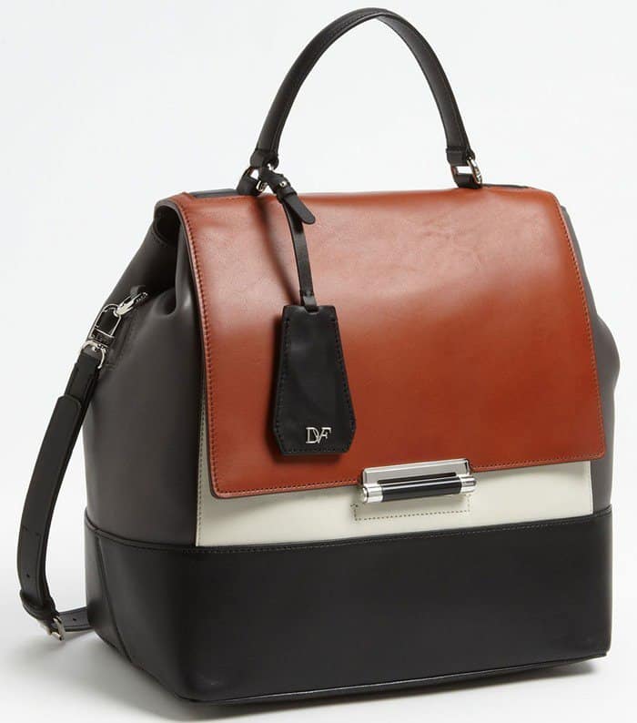 Diane von Furstenberg's '440 Top Handle' Colorblock Satchel, a stylish addition to any wardrobe ($545)