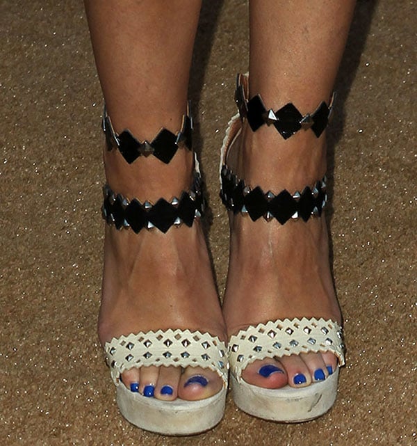 A.J. Cook's feet in studded Alaïa sandals