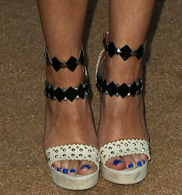 A.J. Cook's feet in studded Alaïa sandals