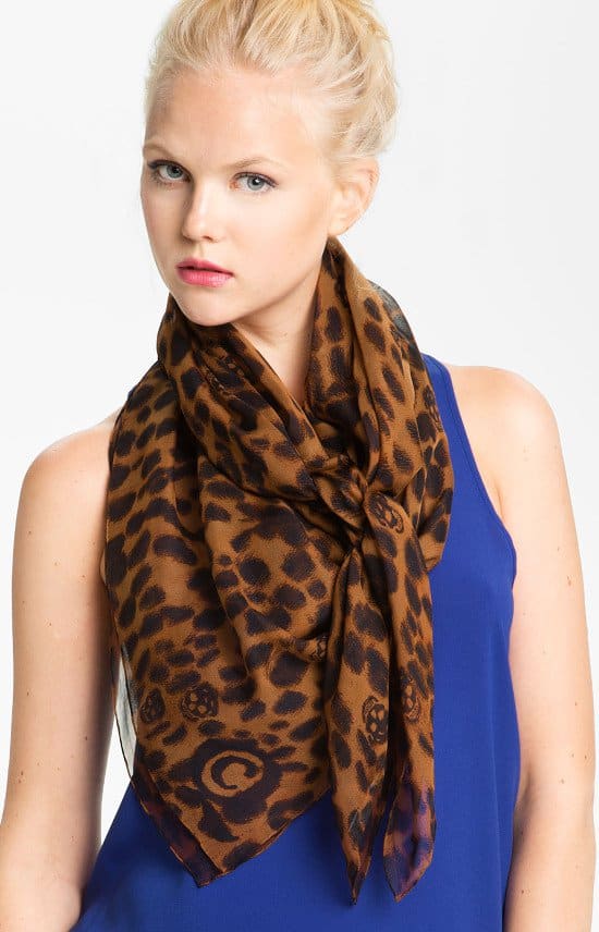 Alexander McQueen Leopard Skull Chiffon Scarf – A Touch of Edgy Elegance
