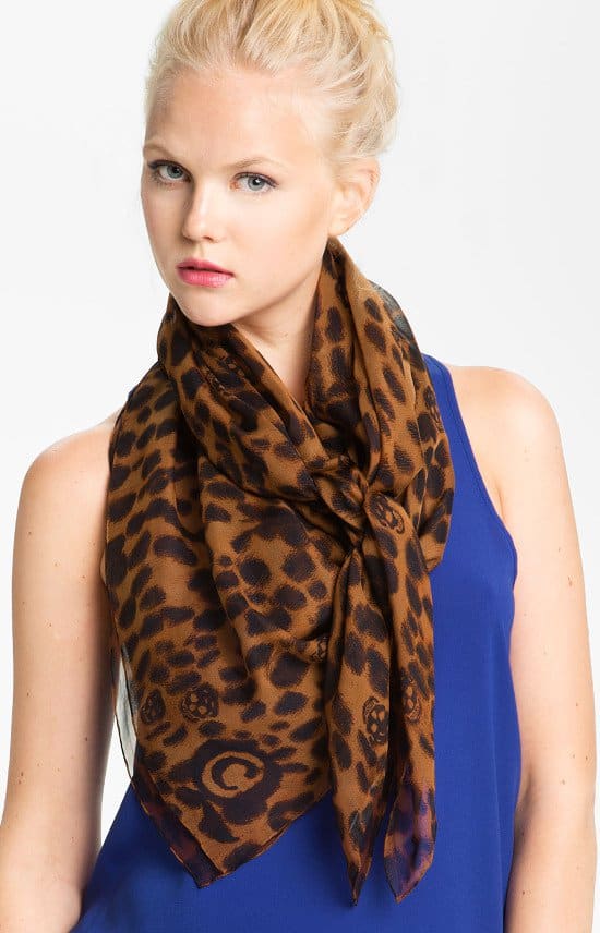 Alexander McQueen 'Leopard Skull' Chiffon Scarf_cropped