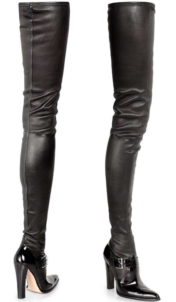 Altuzarra Stretch Leather Thigh-High Boots in Black