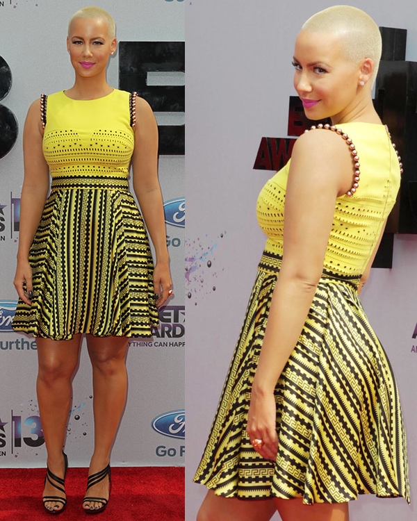 Amber Rose rocks a bright yellow dress at the 2013 BET Awards