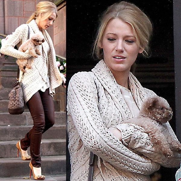 Blake Lively on the set of 'Gossip Girl' filming on location in Manhattan, New York, on November 9, 2011