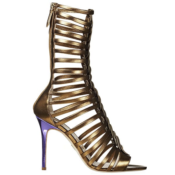 Strappy Brian Atwood "Isabeli" Sandals in Bronze Metallic