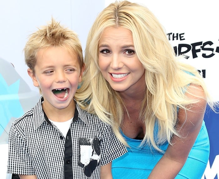 Sean Preston Federline, the eldest son of American singer Britney Spears and former husband Kevin Federline, joined his mom at the 'Smurfs 2' Los Angeles premiere