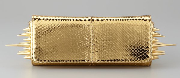 Christian Louboutin Marquise Metallic Python Clutch Gold