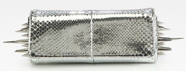 Christian Louboutin Marquise Metallic Python Clutch Silver