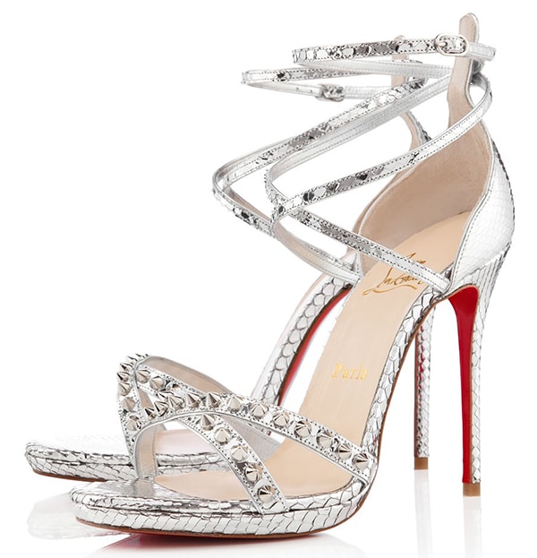 Christian Louboutin Monocronana Sandals Silver Python