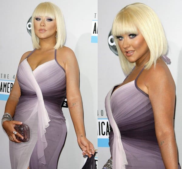 Christina Aguilera displays her striking silhouette at the 40th Anniversary American Music Awards in Los Angeles, November 18, 2012