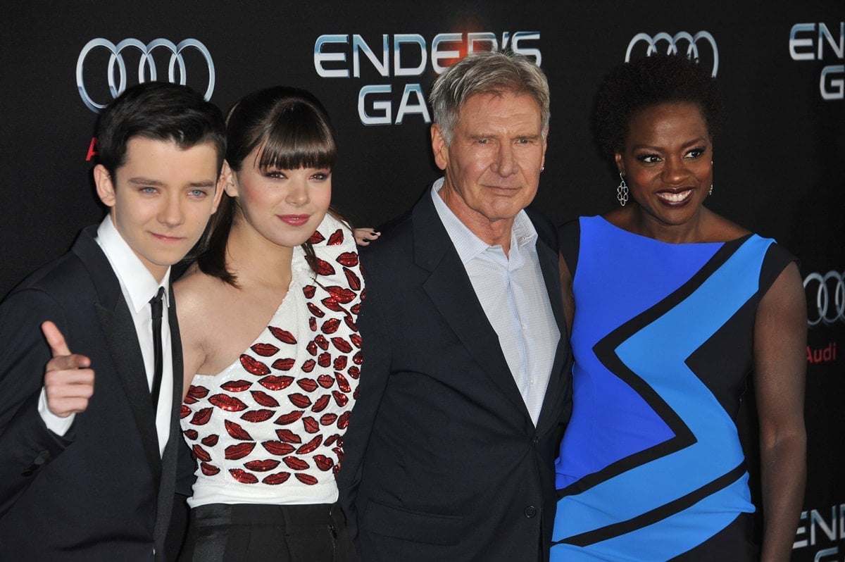 Asa Butterfield, Hailee Steinfeld, Harrison Ford, and Viola Davis arrive at the Los Angeles Premiere of Ender's Game
