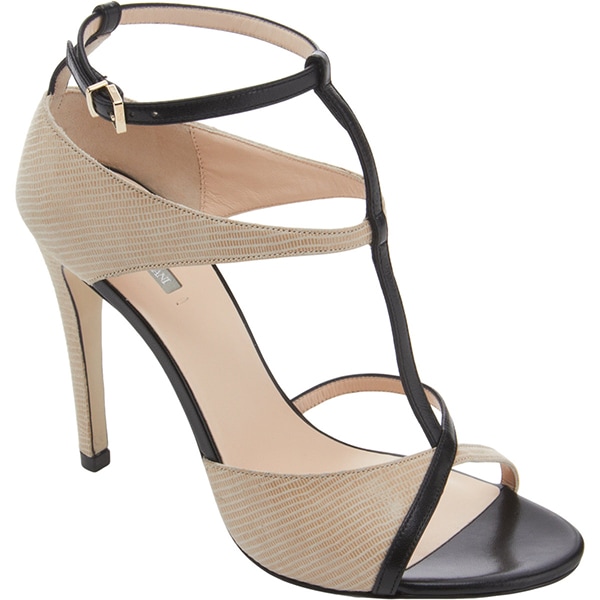 Giorgio Armani Two-Tone Asymmetric T-Strap Sandals